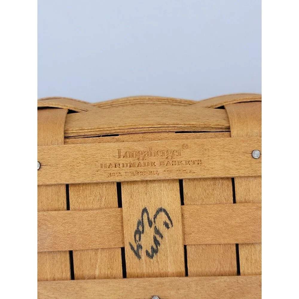Longaberger 2004 Holiday Helper Basket Set Green Liner Protector Napkins Cards